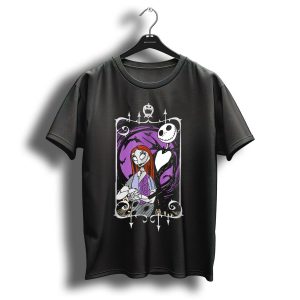 Disney Nightmare Before Christmas Jack And Sally Purple Bats Framed Scene T Shirt