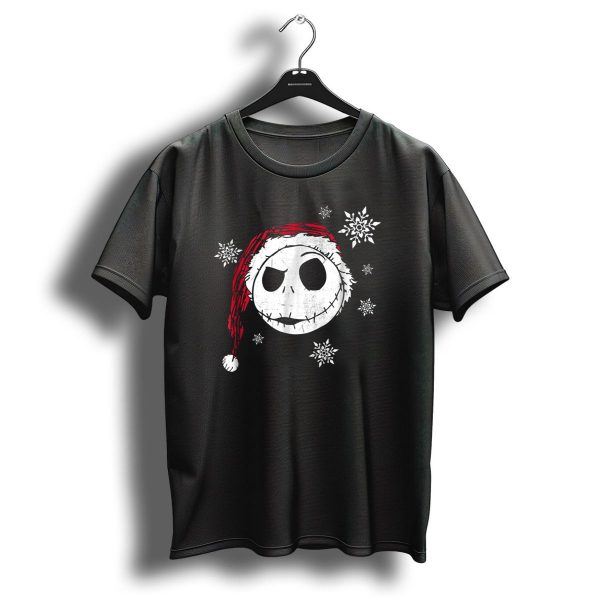 Disney Nightmare Before Christmas Jack Skellington Santa Hat Snowflakes T Shirt 1 t shirt 1