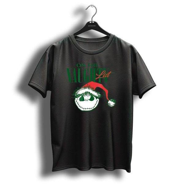 Disney Nightmare Before Christmas On The Naughty List With Jack Skellington Santa Hat T Shirt 1 t shirt 1