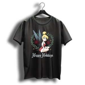 Disney Peter Pan Tinkerbell Happy Holidays Christmas Snowflakes T Shirt