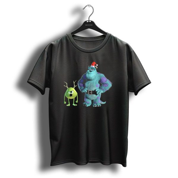 Disney Pixar Monsters Inc Mike And Sulley Christmas Santa Hat Reindeer Antlers Holiday T Shirt 1 t shirt 1