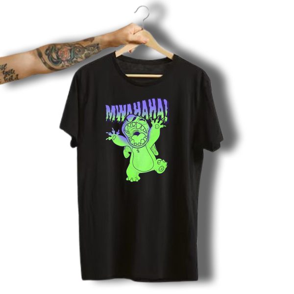 Disney Stitch Halloween Mwahaha Green Glow T Shirt t shirt 1