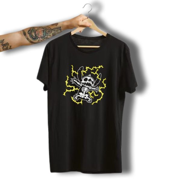 Disney Stitch Skeleton Halloween Electric Glow T Shirt t shirt 1