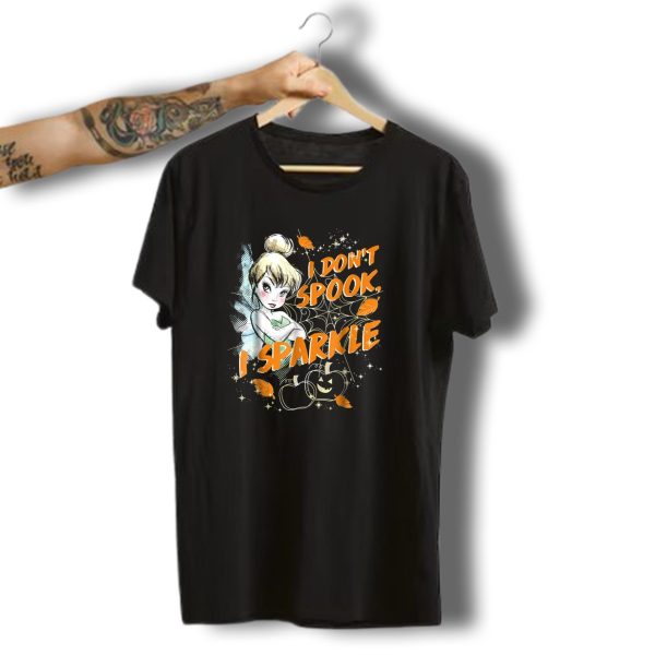 Disney Tinkerbell Halloween I Dont Spook I Sparkle Pumpkin Leaves T Shirt t shirt 1