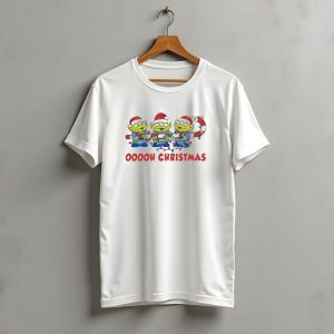 Disney Toy Story Alien Ooooh Christmas Santa Hats Candy Cane Lights T-Shirt