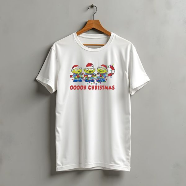 Disney Toy Story Alien Ooooh Christmas Santa Hats Candy Cane Lights T Shirt t shirt 1 1