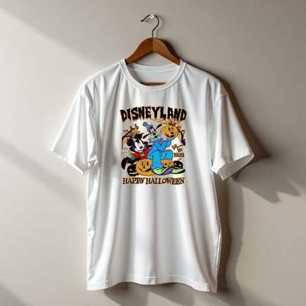 Disneyland Happy Halloween 1928 Mickey Goofy Pumpkins T Shirt t shirt 1