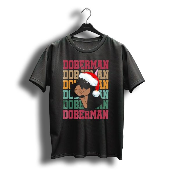 Doberman Festive Santa Hat Christmas T Shirt t shirt 1