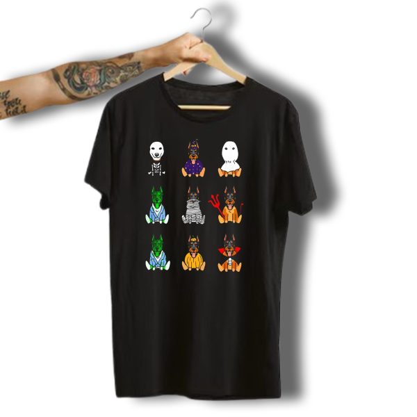 Doberman Pinscher Halloween Costumes Skeleton Wizard Ghost Mummy Devil Dracula T Shirt t shirt 1