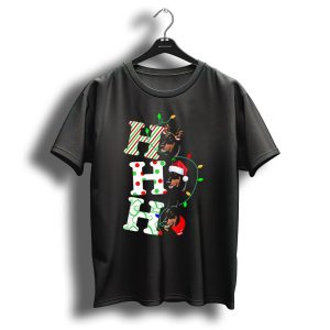 Doberman Pinscher Ho Ho Ho Santa Hat Christmas Reindeer Lights T Shirt