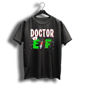 Doctor Elf Funny Christmas Matching Group Stethoscope Syringe Holiday Snowflakes T-Shirt