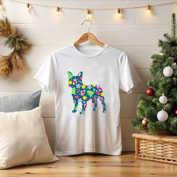 Dog Lover Christmas Frenchie Bulldog Pattern With Holiday Decorations T Shirt 1 t shirt 1 Pittsburgh Steelers Unicorn Merry Christmas Knitted Ugly Sweater 1