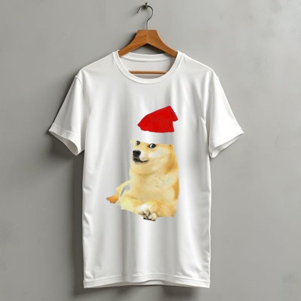 Dogecoin Christmas Santa Hat Meme T Shirt 1 t shirt 1