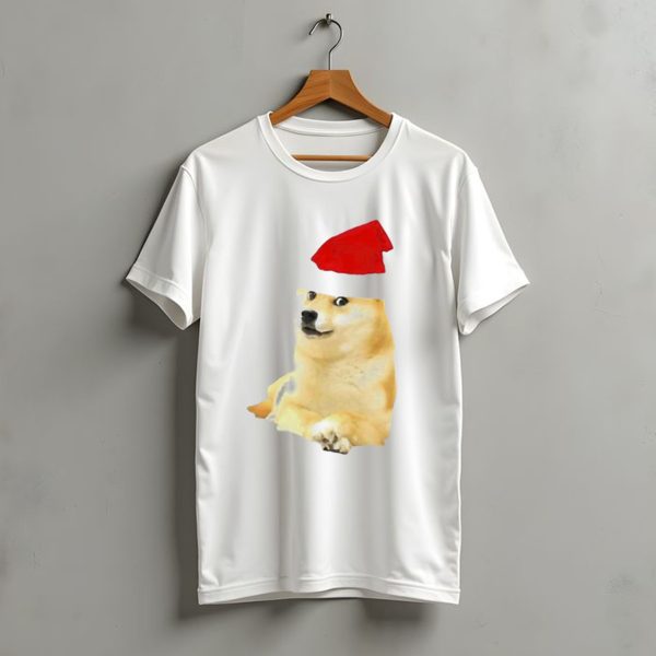 Dogecoin Christmas Santa Hat Meme T Shirt t shirt 1 1
