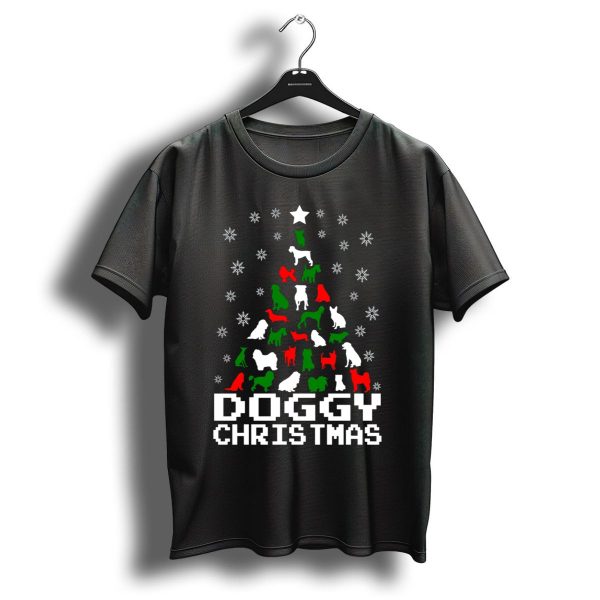 Doggy Christmas Snowflake Tree With Red Green White Dogs T Shirt 1 t shirt 1