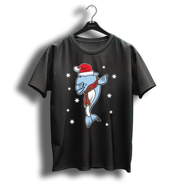 Dolphin Dabbing Christmas Santa Hat Snowflakes Festive Season Holiday Gift T Shirt 1 t shirt 1