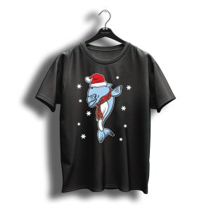 Dolphin Dabbing Christmas Santa Hat Snowflakes Festive Season Holiday Gift T-Shirt