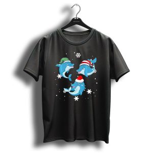 Dolphin Lovely Christmas Snowflakes Party T-Shirt