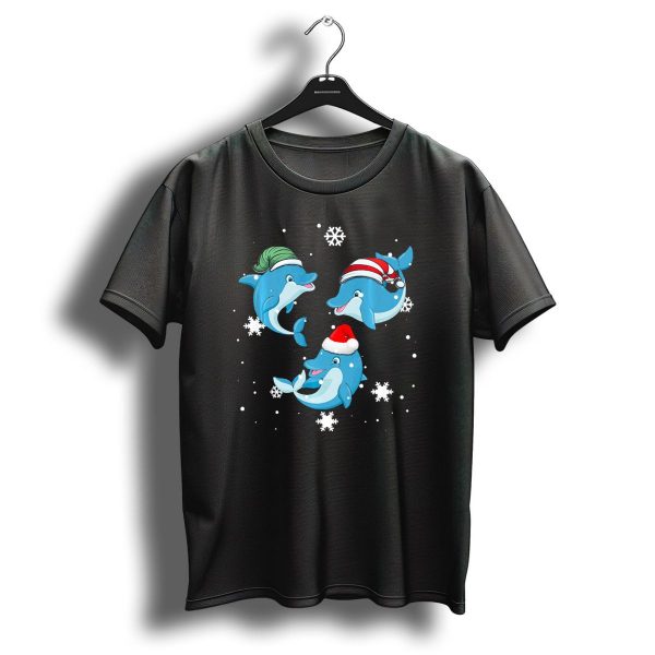 Dolphin Lovely Christmas Snowflakes Party T Shirt 1 t shirt 1