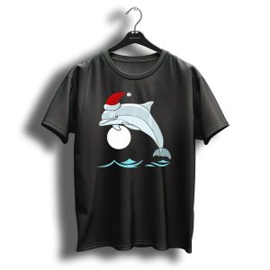 Dolphin Merry Christmas Santa Hat Ocean Play T Shirt