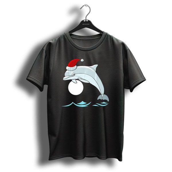 Dolphin Merry Christmas Santa Hat Ocean Play T Shirt 1 t shirt 1