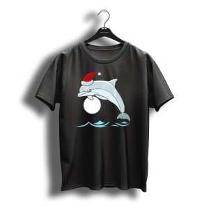 Dolphin Merry Christmas Santa Hat Ocean Play T-Shirt