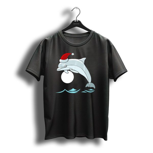 Dolphin Merry Christmas Santa Hat Ocean Play T Shirt t shirt 1