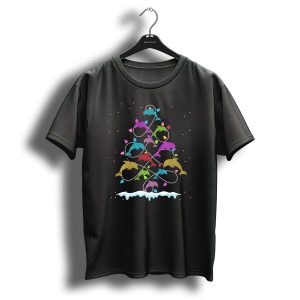 Dolphin Pine Tree Christmas Lights T Shirt