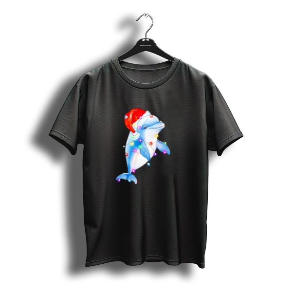 Dolphin Santa Hat Christmas Lights T Shirt t shirt 1