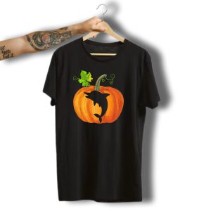 Dolphin Silhouette Inside Pumpkin Illustration Halloween T-Shirt