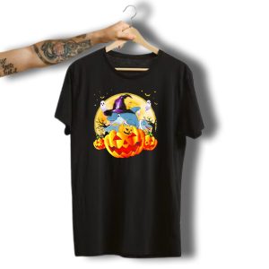 Dolphin Witch Pumpkin Halloween With Ghosts And Full Moon T-Shirt