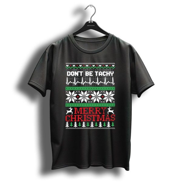 Dont Be Tachy Merry Christmas Ecg Pattern Reindeer Trees Snowflakes T Shirt 1 t shirt 1