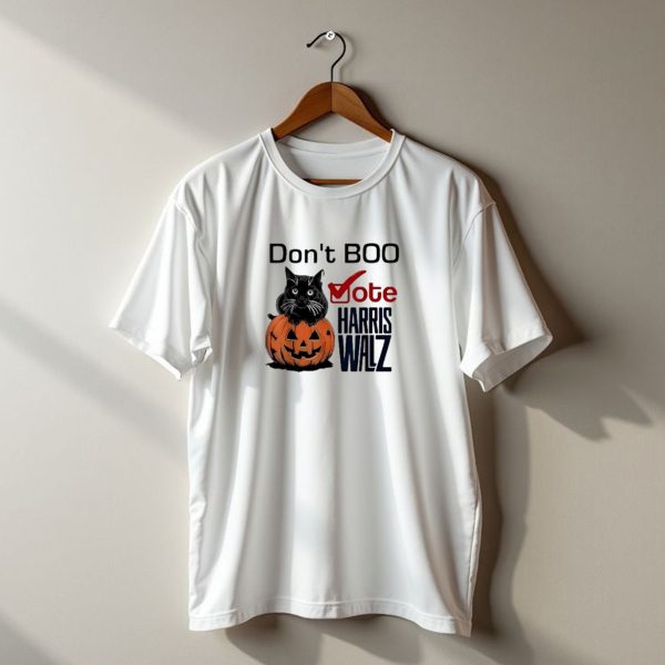 Dont Boo Vote Harris Walz Halloween 2024 Black Cat Pumpkin T Shirt t shirt 1