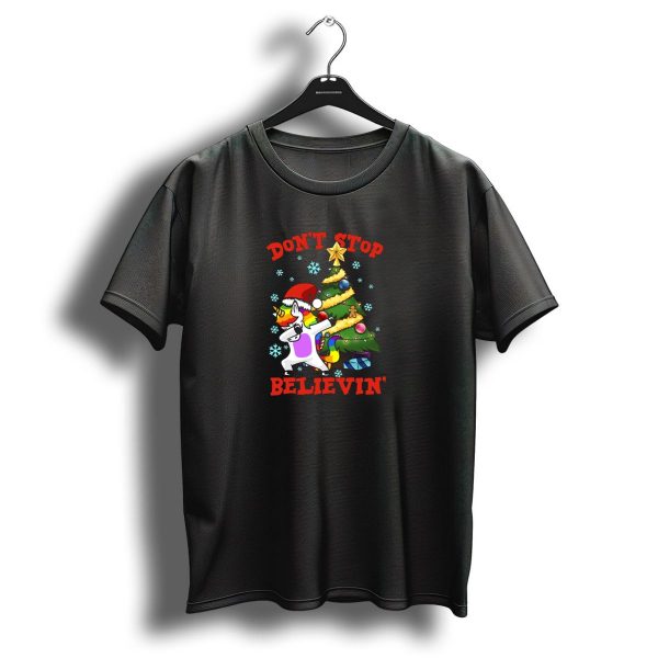 Dont Stop Believin Unicorn Dabbing Christmas Tree Festive Holiday Magic T Shirt 1 t shirt 1