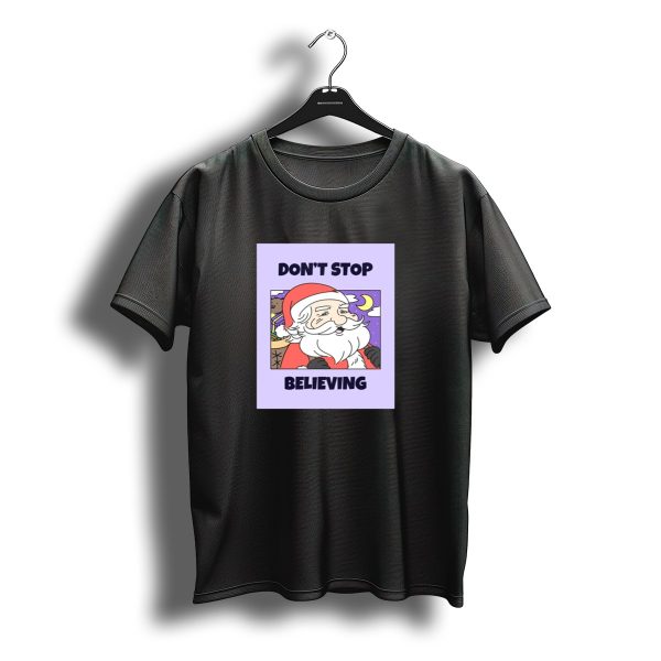 Dont Stop Believing Santa Christmas Moonlight T Shirt t shirt 1