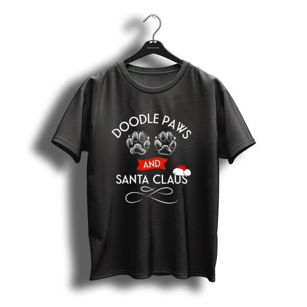 Doodle Paws And Santa Claus Aussiedoodle Pyredoodle Paws And Christmas Hat T Shirt t shirt 1