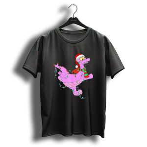 Dragon Figment In Santa Hat Wrapped In Christmas Lights T Shirt