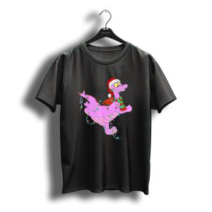 Dragon Figment In Santa Hat Wrapped In Christmas Lights T-Shirt