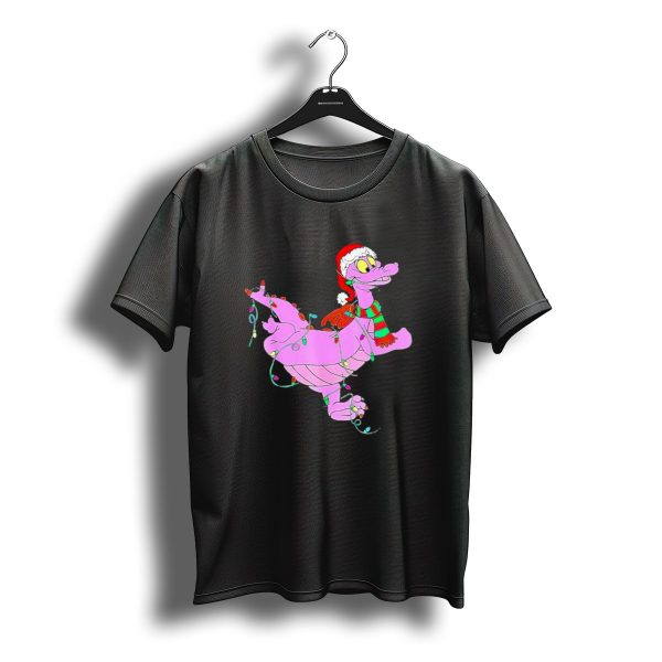 Dragon Figment In Santa Hat Wrapped In Christmas Lights T Shirt t shirt 1