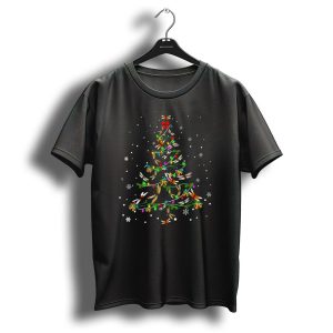Dragonfly Christmas Tree Lights And Snowflakes Decor T Shirt