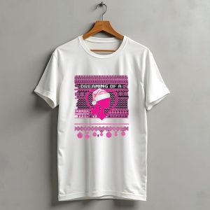 Dreaming Of A Pink Christmas Ugly Silhouette Santa Hat Ornaments T Shirt