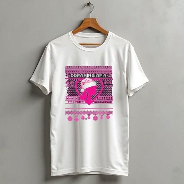 Dreaming Of A Pink Christmas Ugly Silhouette Santa Hat Ornaments T Shirt 1 t shirt 1