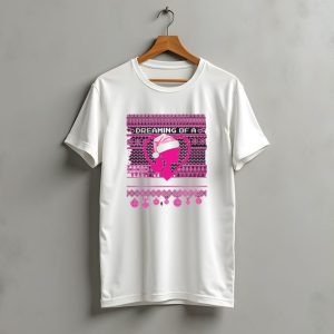 Dreaming Of A Pink Christmas Ugly Silhouette Santa Hat Ornaments T-Shirt