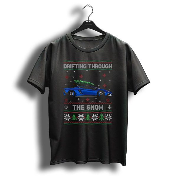 Drifting Through The Snow Christmas Tree On Tuning Car T Shirt 1 t shirt 1