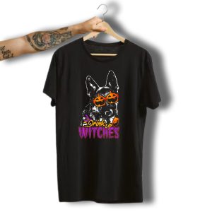 Drink Up Witches German Shepherd Pumpkin Sunglasses Halloween T-Shirt