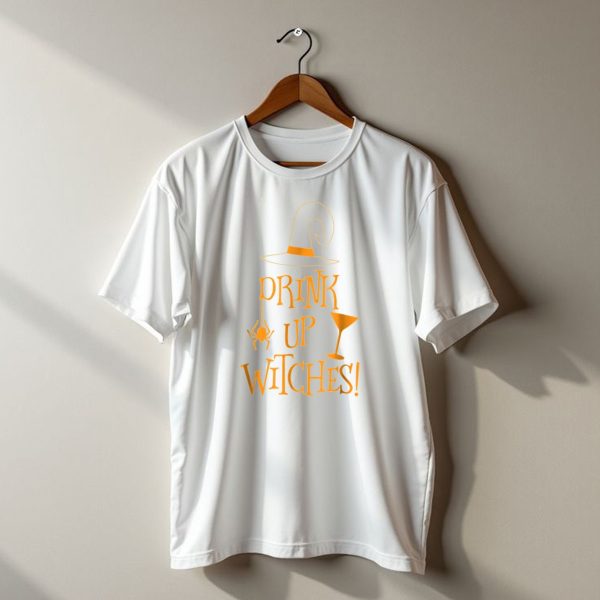 Drink Up Witches Halloween Hat Glass Spider T Shirt t shirt 1