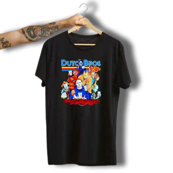 Dutch Bros Coffee Horror Movie Characters Halloween T Shirt t shirt 1