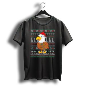 Eagle Ugly Christmas Sweater Santa Hat Snowmen Reindeer Lights T Shirt