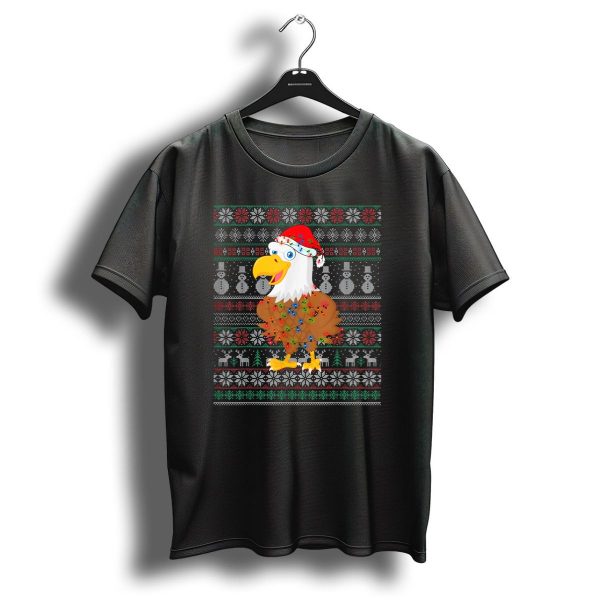 Eagle Ugly Christmas Sweater Santa Hat Snowmen Reindeer Lights T Shirt 1 t shirt 1