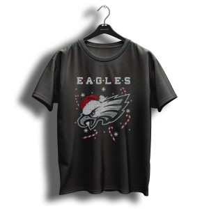 Eagles Candy Cane Santa Hat Christmas T Shirt